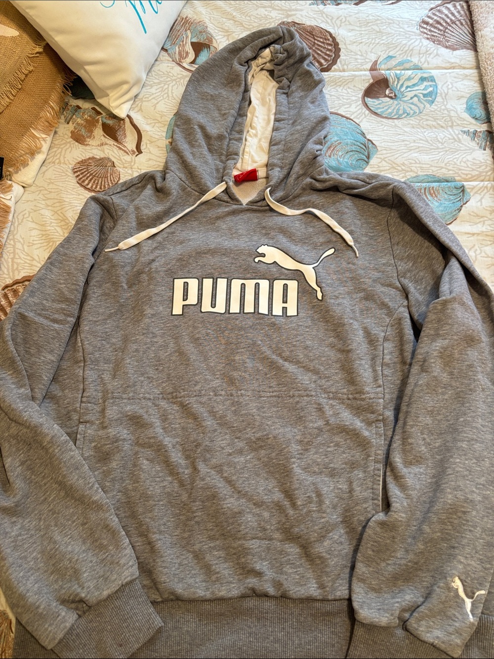 Puma Women’s Gray Pullover Hoodie with White Logo